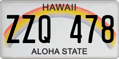 HI license plate ZZQ478