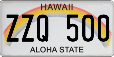 HI license plate ZZQ500