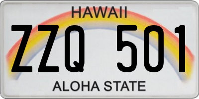 HI license plate ZZQ501