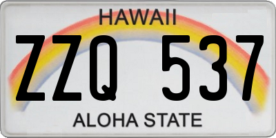 HI license plate ZZQ537