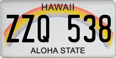 HI license plate ZZQ538