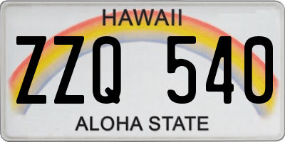 HI license plate ZZQ540