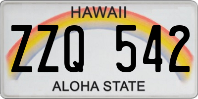 HI license plate ZZQ542