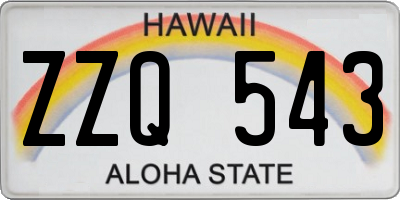 HI license plate ZZQ543