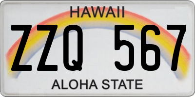 HI license plate ZZQ567