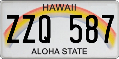 HI license plate ZZQ587