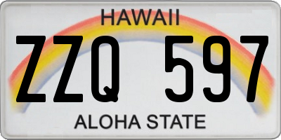 HI license plate ZZQ597