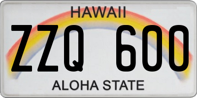 HI license plate ZZQ600