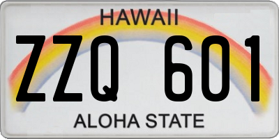 HI license plate ZZQ601