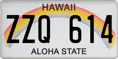 HI license plate ZZQ614