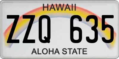 HI license plate ZZQ635