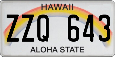 HI license plate ZZQ643