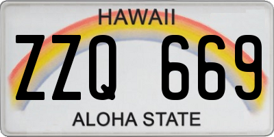 HI license plate ZZQ669