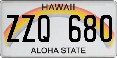 HI license plate ZZQ680