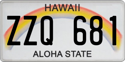 HI license plate ZZQ681