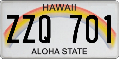HI license plate ZZQ701