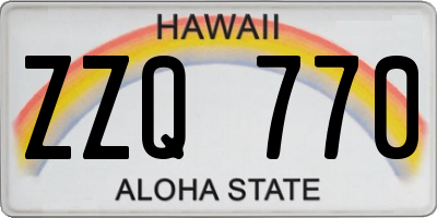 HI license plate ZZQ770