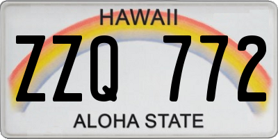 HI license plate ZZQ772