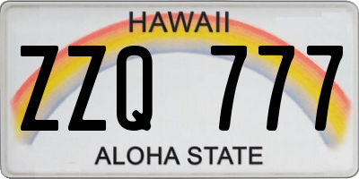 HI license plate ZZQ777