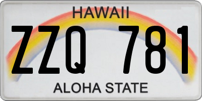 HI license plate ZZQ781