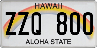 HI license plate ZZQ800