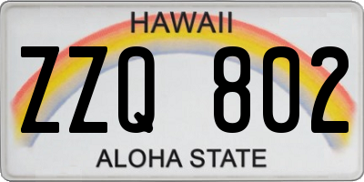 HI license plate ZZQ802