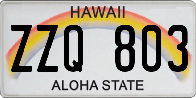 HI license plate ZZQ803