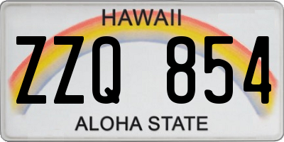 HI license plate ZZQ854