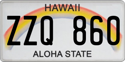 HI license plate ZZQ860