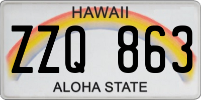 HI license plate ZZQ863