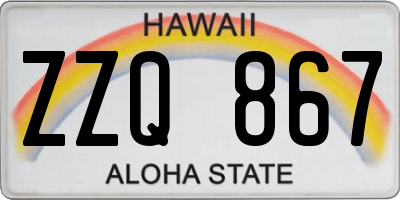 HI license plate ZZQ867