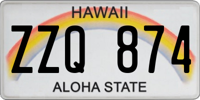 HI license plate ZZQ874