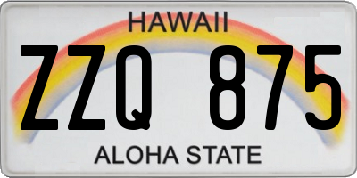 HI license plate ZZQ875