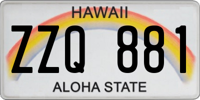 HI license plate ZZQ881