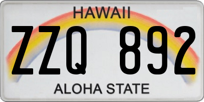 HI license plate ZZQ892