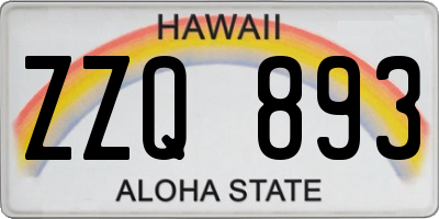 HI license plate ZZQ893