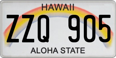 HI license plate ZZQ905