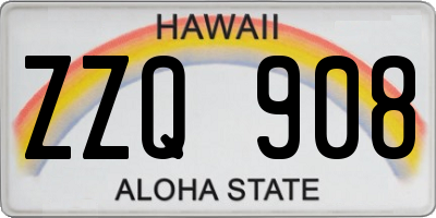 HI license plate ZZQ908