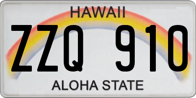 HI license plate ZZQ910