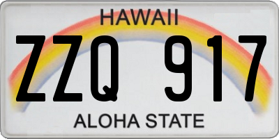 HI license plate ZZQ917