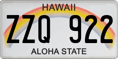 HI license plate ZZQ922