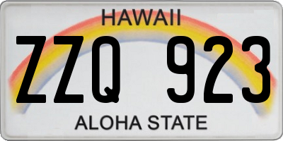 HI license plate ZZQ923