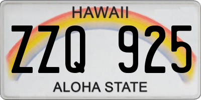 HI license plate ZZQ925