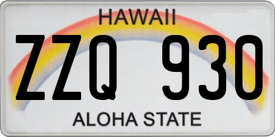 HI license plate ZZQ930