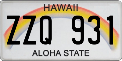 HI license plate ZZQ931