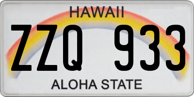 HI license plate ZZQ933