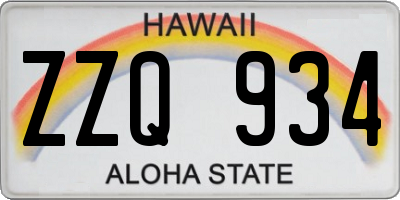 HI license plate ZZQ934