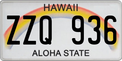 HI license plate ZZQ936