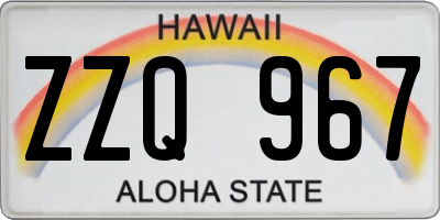 HI license plate ZZQ967