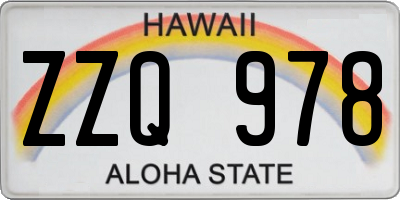 HI license plate ZZQ978